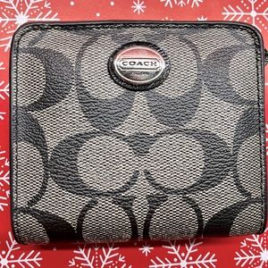Coach bifold monogram wallet. Black and gray.